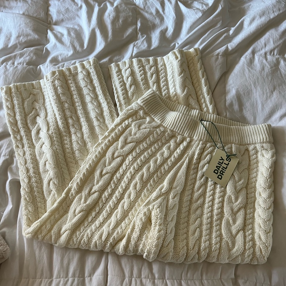 Daily Drills Cream Cable Knit Sweater pants